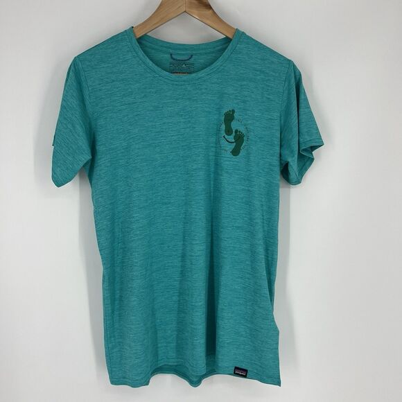 Patagonia Tops - Patagonia T Shirt Size Medium Womens Teal Capilene Cool Daily Graphic Tee Crew